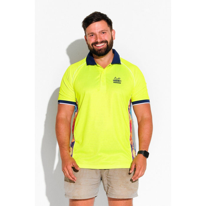 Trademutt Yellow Fractal Short Sleeve Polo - Custom Promotional Product