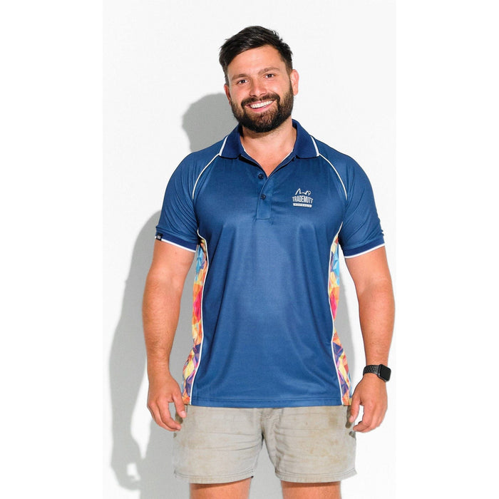 Trademutt Navy Fractal Short Sleeve Polo - Custom Promotional Product