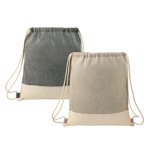Split Recycled Cotton Drawstring Bag - Custom Promotional Product