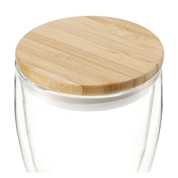 Easton Glass Cup w/ Bamboo Lid 355ml - Custom Promotional Product
