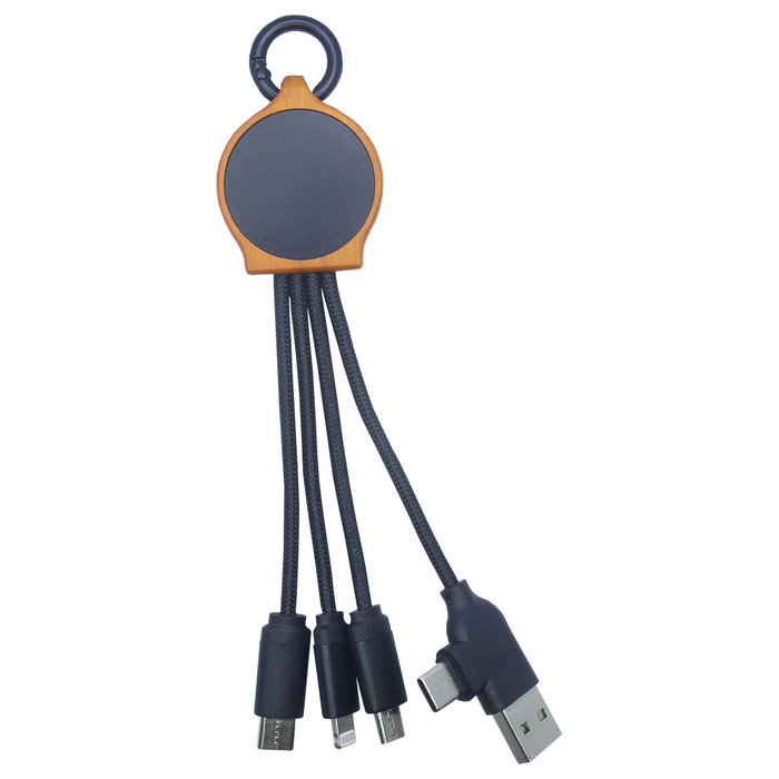 Bamboo Charging w/ RPET Cables - Custom Promotional Product