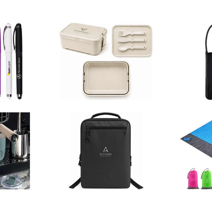 New promotional product arrivals: Fidget Gel Pen, Stack & Go Lunchbox, Eclipse Magnetic Power Bank 10000mAh, Carry Cup Olla Vacuum Coffee Cup w/ Ceramic Liner - 300ml, Tessa Soft PU Backpack, Polyester Picnic Blanket in Pouch