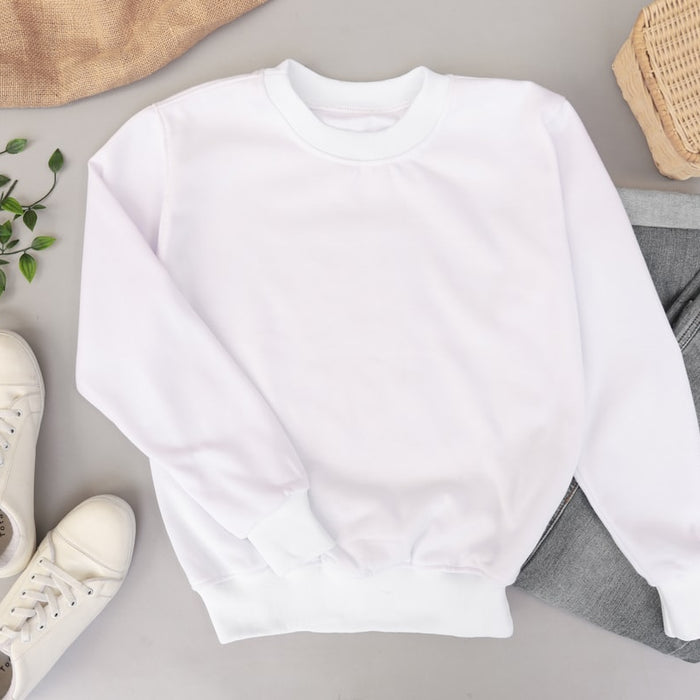 white crew neck long sleeve shirt