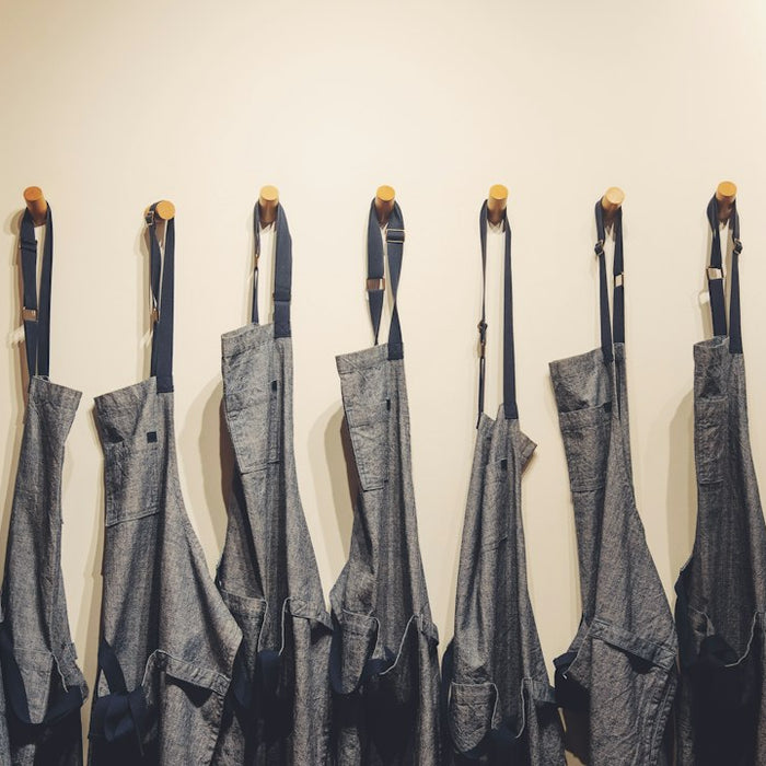 a row of umbrellas hanging on a wall