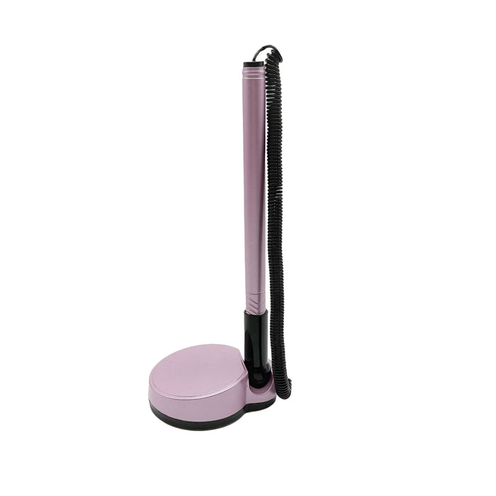 Counter Fixed Signature Pen D - A fixed signature pen in a sleek design with a pink body and a black base, featuring a coiled cord.