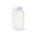 Go Salad Jar - A clear plastic salad jar with a white lid and built-in fork. It has a simple, modern design.