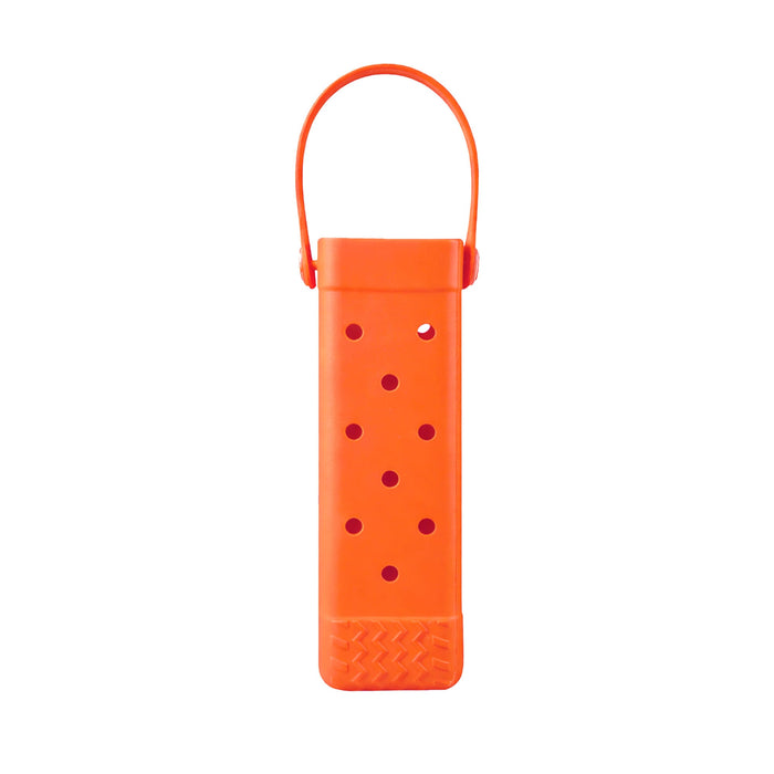 EVA Holes Wine Bottle Bag - An orange EVA holes wine bottle bag with a handle and perforated design for ventilation.