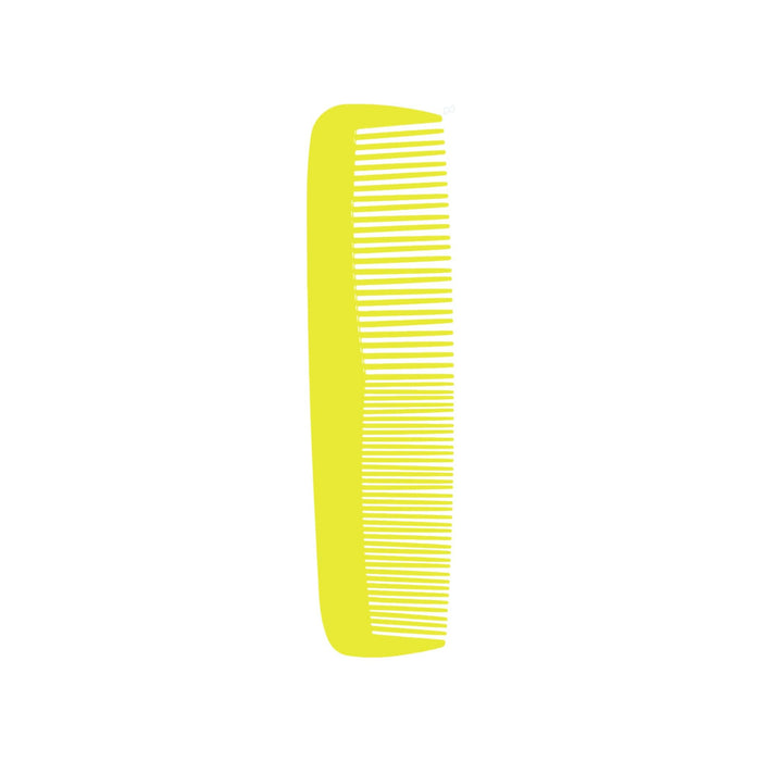 Custom Blended-Tooth Comb - A custom blended tooth comb in bright yellow, featuring a sleek design and evenly spaced teeth.