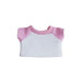 Plush Doll Raglan T-Shirt - A plush doll raglan t-shirt in white with pink sleeves. Features a ribbed collar and has a logo.
