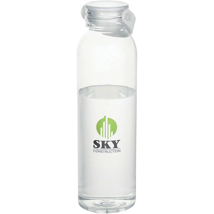 Alti 630 ml RCS Recycled Plastic Water Bottle - A drink bottle made of clear plastic, featuring a logo and a screw-on lid, filled with water.