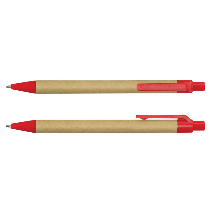 Kraft Pen - A Kraft Pen featuring a brown paper barrel and red plastic accents, including a clip and tip.