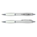 Vistro Pen - Translucent - A plastic pen featuring a translucent design with a silver accent and a comfortable grip.