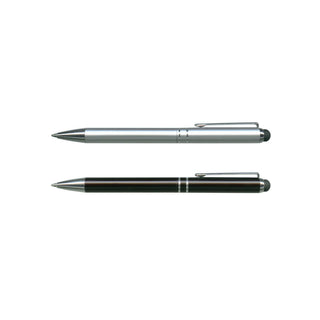 Bermuda Stylus Pen - A metal stylus pen set featuring a silver pen and a black pen, each with a sleek design and clip.