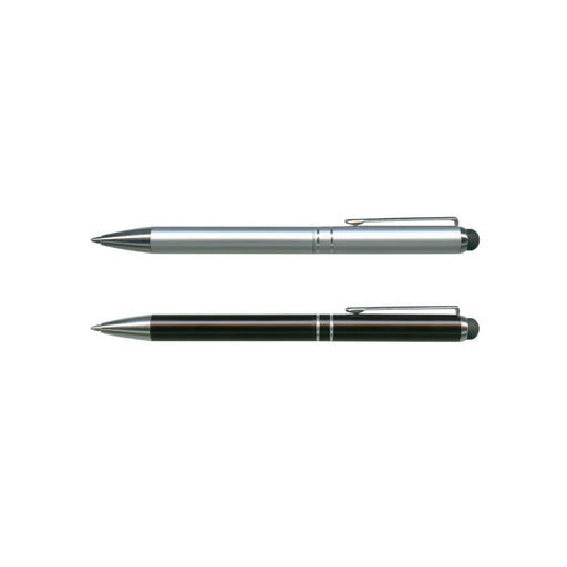 Bermuda Stylus Pen - A metal stylus pen set featuring a silver pen and a black pen, each with a sleek design and clip.