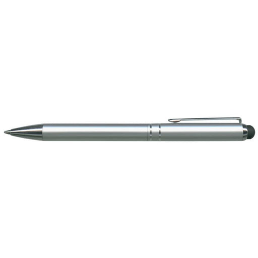 Bermuda Stylus Pen - A metal stylus pen with a sleek silver design and a black tip for touchscreen use.