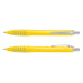 Vulcan Pen - A yellow plastic pen featuring a silver clip and accents, presented from two angles.