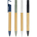 Delfina Phone Holder Pen - A set of four pens with bamboo barrels, featuring navy, olive, white, and black accents. Each pen has a clip.