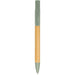 Delfina Phone Holder Pen - A pen with a bamboo body and a green plastic top, featuring a clip and a logo.