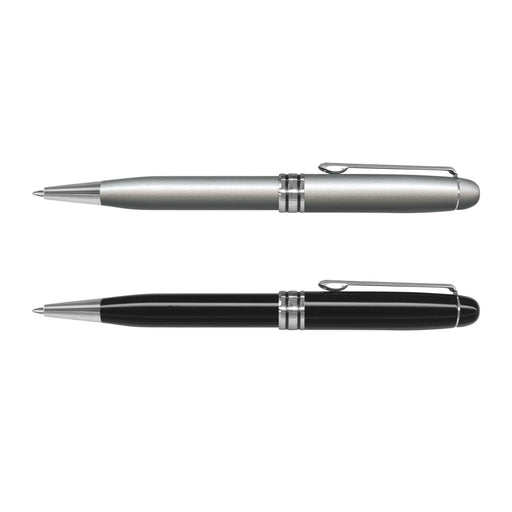 Supreme Pen - A collection of two metal pens, one in a silver finish and the other in a sleek black design, featuring chrome accents.