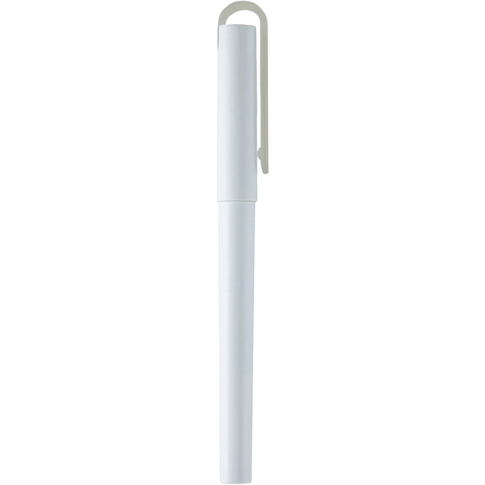 Mauna Recycled PET Gel Rollerball Pen - A white gel rollerball pen with a clip, featuring a smooth, sleek design. It has a logo on the body.