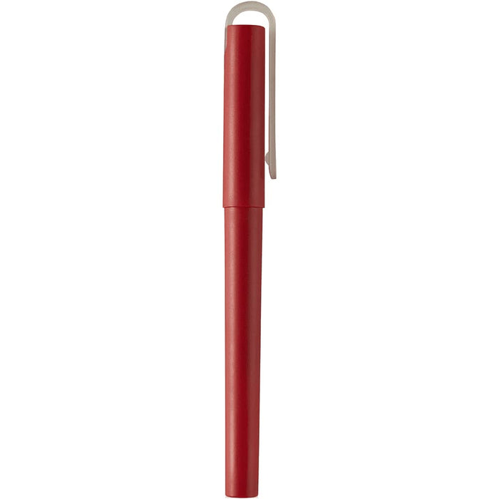 Mauna Recycled PET Gel Rollerball Pen - A red gel rollerball pen with a light-coloured clip and a simple design. It features a logo on the barrel.