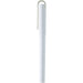 Mauna Recycled PET Gel Rollerball Pen - A white rollerball pen with a clip, featuring a sleek and minimalist design. It has a logo on the body.