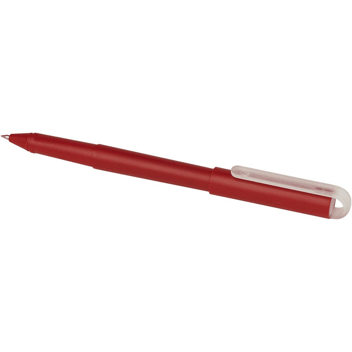 Mauna Recycled PET Gel Rollerball Pen - A red gel rollerball pen with a white clip and logo. The pen features a sleek, modern design.