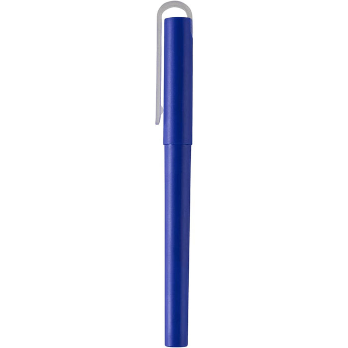 Mauna Recycled PET Gel Rollerball Pen - A blue gel rollerball pen with a white clip, featuring a branding logo.