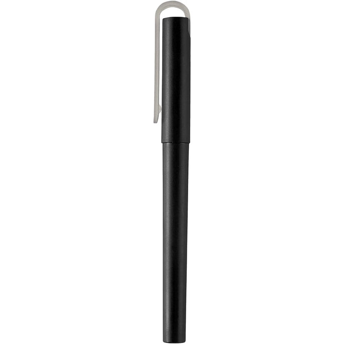 Mauna Recycled PET Gel Rollerball Pen - A black rollerball pen with a white clip and a sleek design. The pen has a logo on its body.