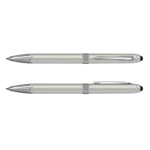 Antares Stylus Pen - A stylus pen in a soft green shade with silver accents and a branding logo.
