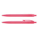 Omega Pen - A set of two pink plastic pens featuring a sleek design and a clip, with a logo on one pen.
