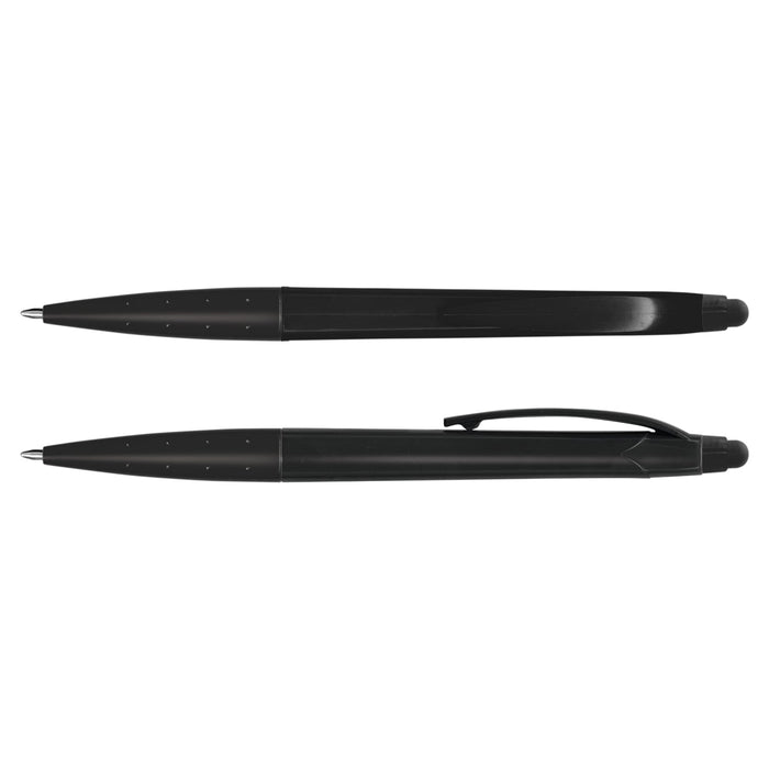 Spark Stylus Pen - A black stylus pen with a smooth design and a clip for easy attachment, featuring a logo.