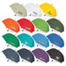 Hydra Sports Umbrella -  Colour Match - A collection of 15 umbrellas in various colours, each featuring different logos and branding on the canopies.