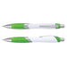 Borg Pen - White Barrel - A Borg Pen featuring a white barrel with green accents and a textured grip. The pen includes a silver clip and tip.