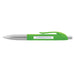 Spin Message Pen - A green plastic pen with a silver clip and tip, featuring a printed website URL on the barrel.