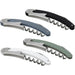 Seasons Nordkapp Waitress Knife - A set of four waitress knives in black, blue, green, and white, featuring a corkscrew and stainless steel accents.