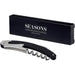 Seasons Nordkapp Waitress Knife - A black and silver waitress knife displayed beside its black packaging featuring a logo.