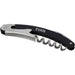 Seasons Nordkapp Waitress Knife - A black and silver waitress knife with a corkscrew and a folding design, featuring a logo.