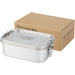 Seasons Titan Recycled Stainless Steel Lunch Box - A stainless steel lunch box in silver, accompanied by a cardboard box with a logo.