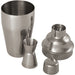 Seasons Gaudie Recycled Stainless Steel Cocktail Shaker - A stainless steel cocktail shaker set featuring a shaker, jigger, strainer, and lid, all in a sleek metallic finish.