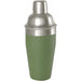 Seasons Gaudie Recycled Stainless Steel Cocktail Shaker - A stainless steel cocktail shaker with a matte green base and shiny silver top, featuring a logo.