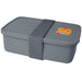 Seasons Dovi 800 ml Lunch Box - A grey lunch box with a lid secured by a grey strap, featuring a simple illustration on top.