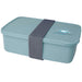 Seasons Dovi 800 ml Lunch Box - A lunch box in a soft blue colour with a grey elastic strap and a logo on the lid.