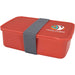 Seasons Dovi 800 ml Lunch Box - A red lunch box with a grey strap and a logo on the side, featuring a rectangular design.