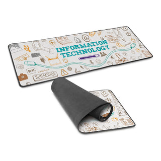 Jumbo Desk Mat - A Jumbo Desk Mat featuring a colourful design related to information technology, with a black underside.