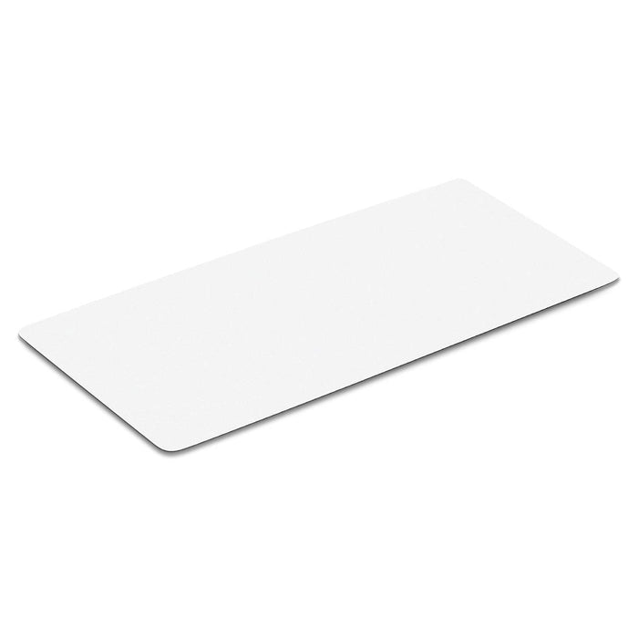 Mantra Yoga Mat - A white yoga mat with a smooth surface, featuring a minimalistic design and a logo.
