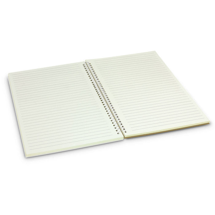 Lancia Full Colour Notebook - Medium - A medium-sized notebook featuring lined pages and a spiral binding, presented in a pale colour.