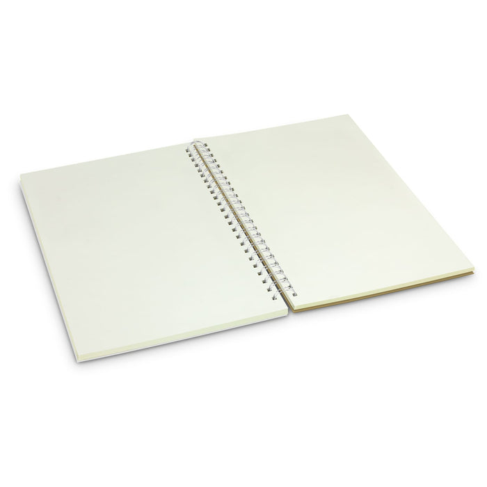 Lancia Full Colour Notebook - Medium - A medium spiral-bound notebook with plain white pages and a yellow spine. It features a branded logo on the cover.