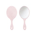 Chic Princess-Style Handheld Makeup Mirror - A pink handheld makeup mirror with a smooth, rounded design and a reflective surface on one side.