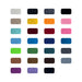 Custom Felt Logo Hanging Tag - A collection of felt swatches in various colours, including blue, green, yellow, pink, and grey, arranged in a grid.